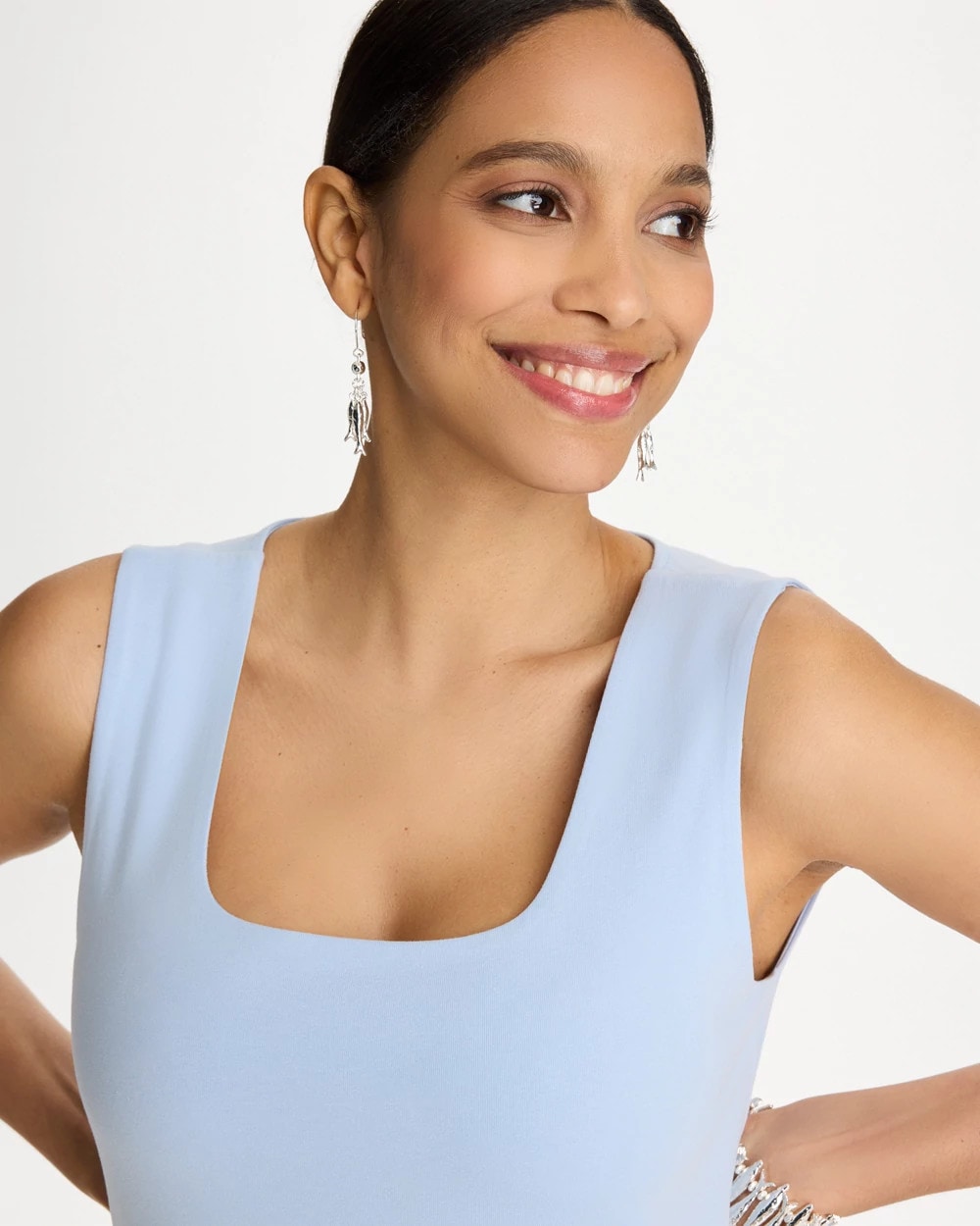 Chico's Deals - Contour Cotton™ Square Neck Tank Blue Haven