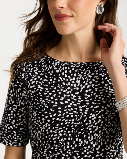 Chico's Popular - Printed Pima Elbow Sleeve Tee Black