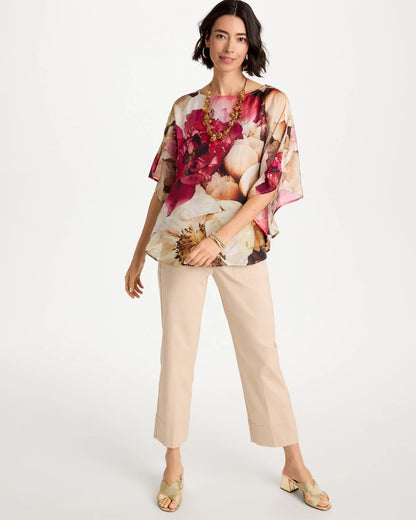 Chico's Classic - Boatneck Printed Poncho Ecru