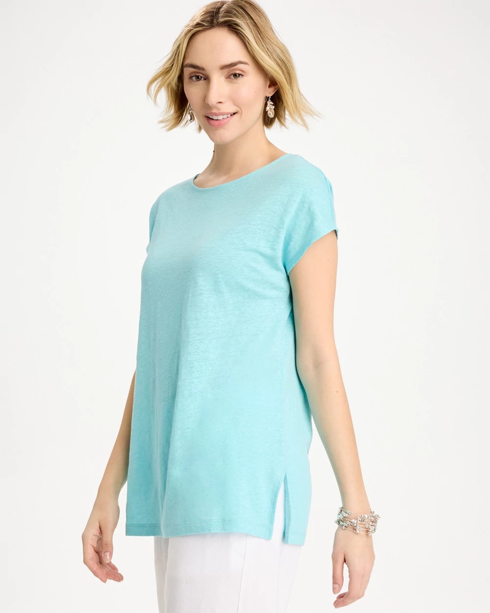 Chico's Featured - Linen Dolman Tee Bondi Blue