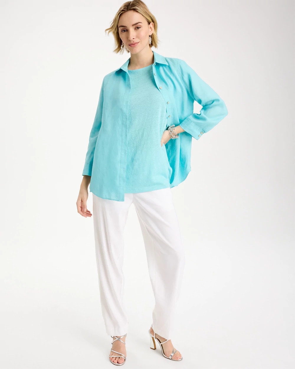 Chico's Featured - Linen Dolman Tee Bondi Blue