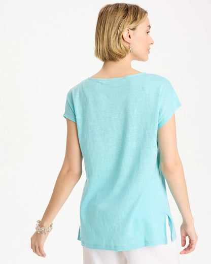 Chico's Featured - Linen Dolman Tee Bondi Blue