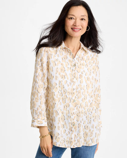 Chico's Popular - No Iron™ Linen Animal Print Shirt Mocha Mousse