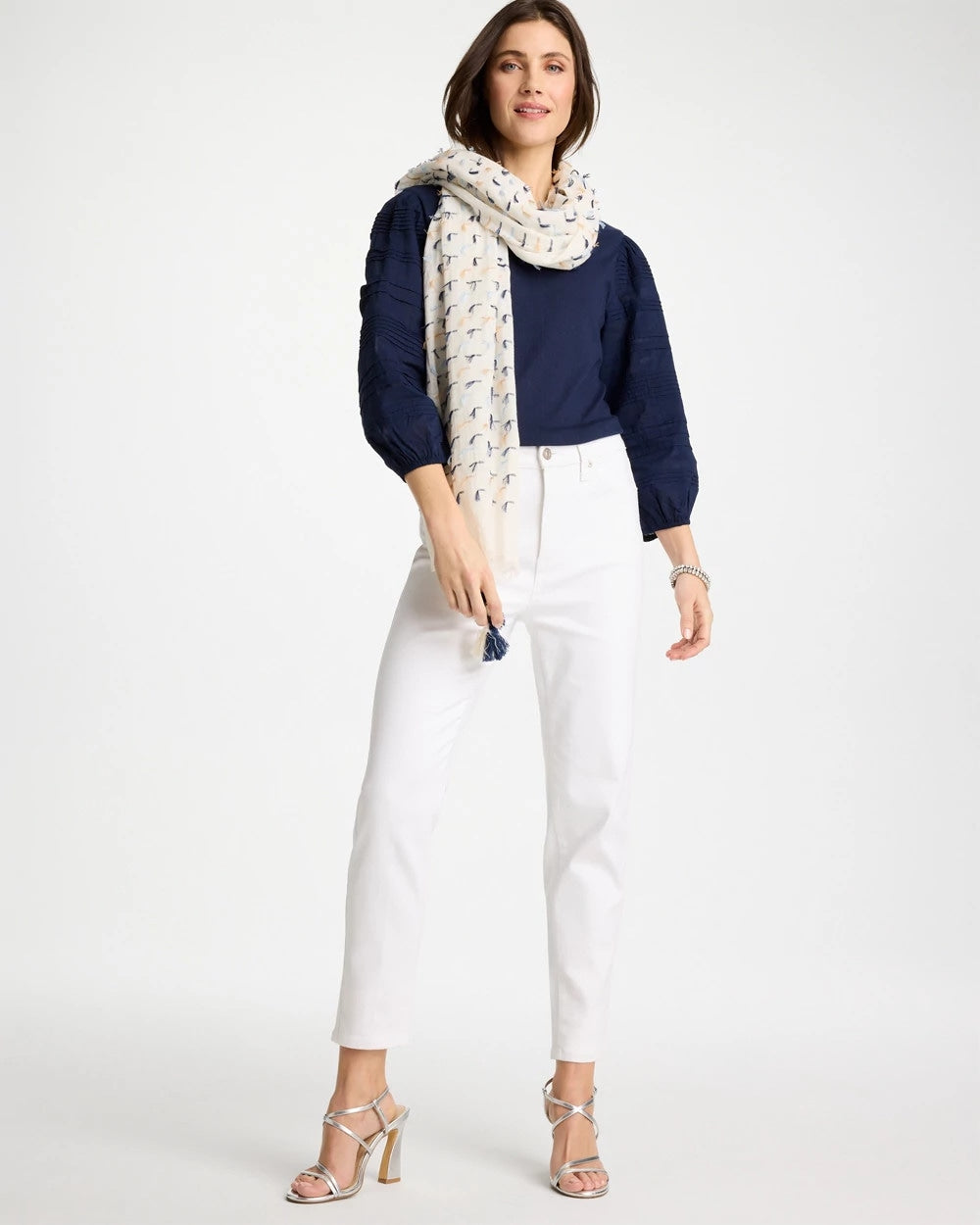 Chico's Discount - Pintuck Puff Sleeve Tee Passport Blue