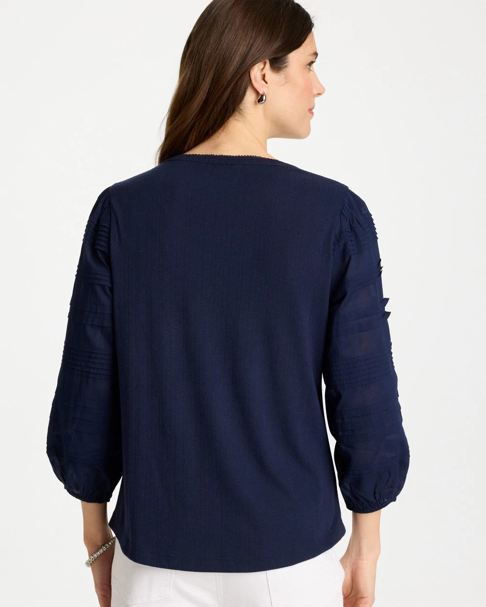 Chico's Discount - Pintuck Puff Sleeve Tee Passport Blue