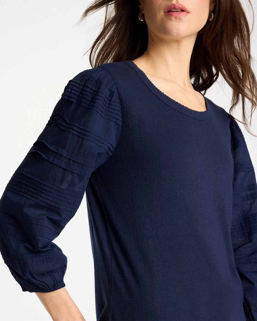 Chico's Discount - Pintuck Puff Sleeve Tee Passport Blue