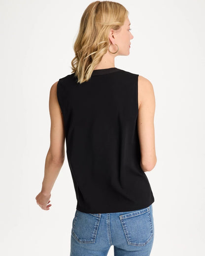 Chico's Latest - Cotton-Stretch Notch Neck Tank Black