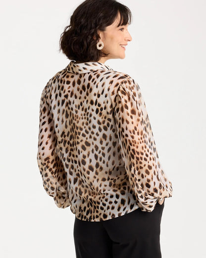 Chico's Exclusive - Georgette Animal Print Blouse Black