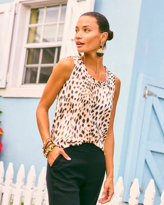 Chico's Special Offer - Animal Print Jersey Satin Tank Top Black