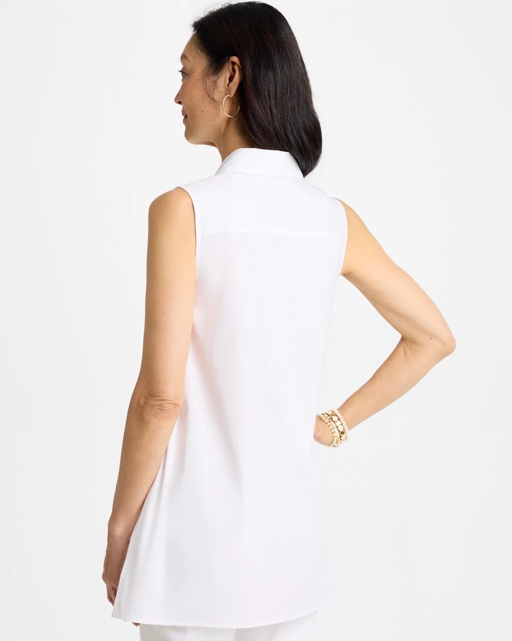 Chico's Best Seller - Poplin Cotton Collared Tunic Alabaster