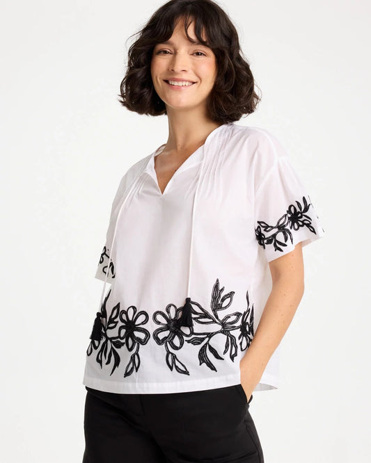 Chico's Smart Buy - Cotton Voile Applique Blouse Alabaster