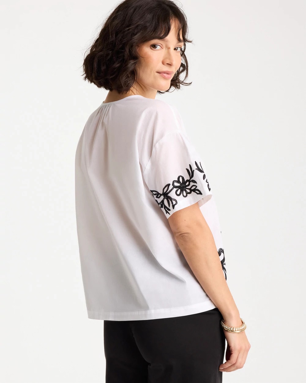 Chico's Smart Buy - Cotton Voile Applique Blouse Alabaster