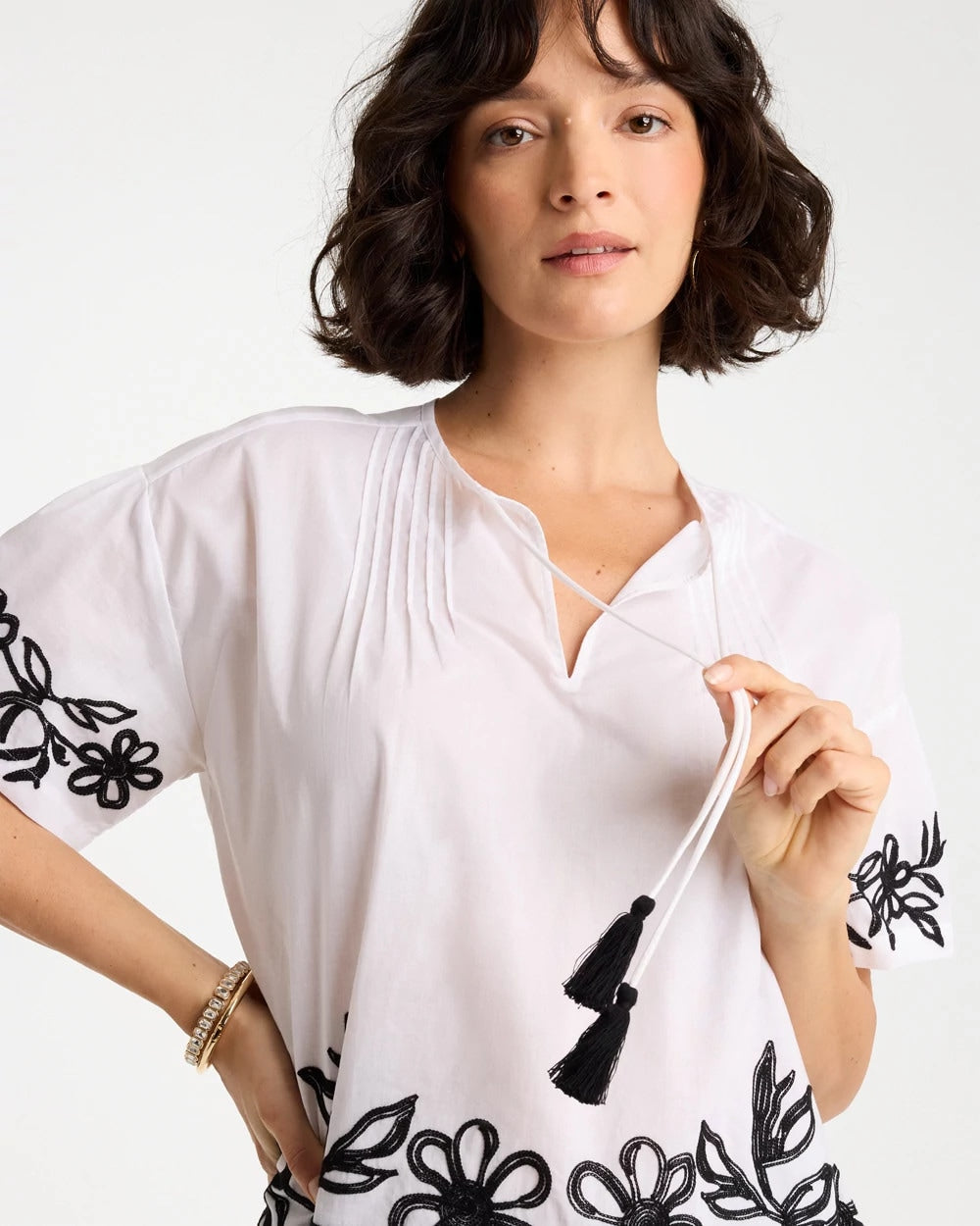 Chico's Smart Buy - Cotton Voile Applique Blouse Alabaster