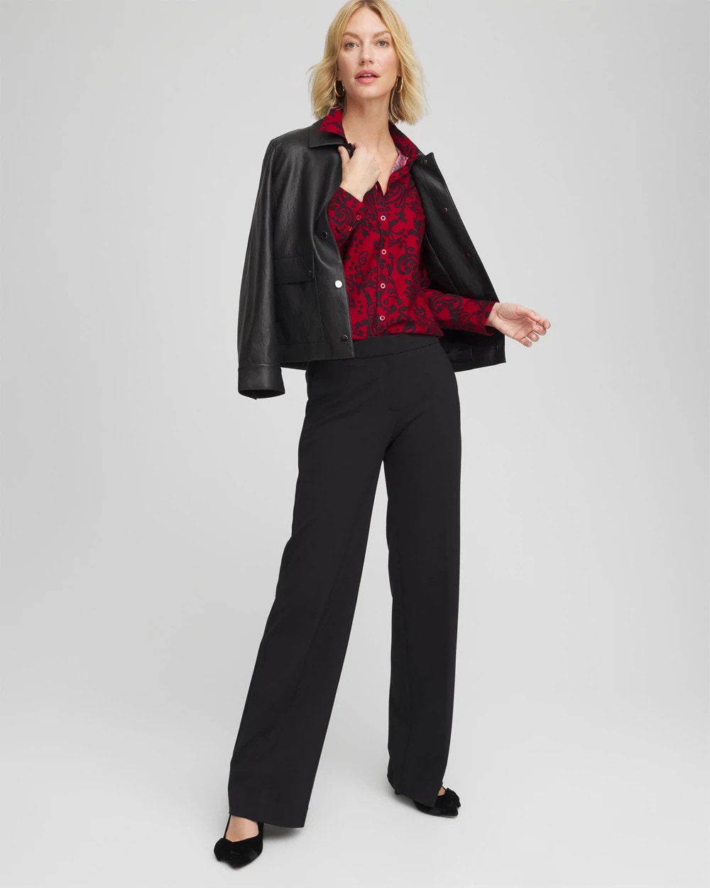 Chico's Great Value - No Iron™ Vinstra Scrolls Shirt Carmine Red