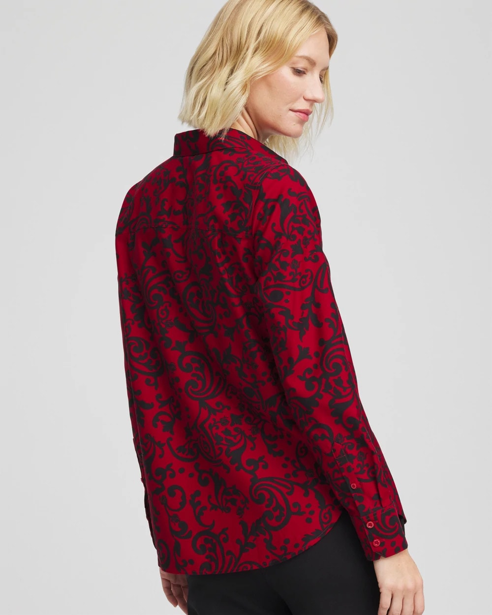Chico's Great Value - No Iron™ Vinstra Scrolls Shirt Carmine Red