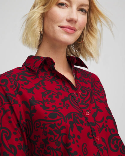 Chico's Great Value - No Iron™ Vinstra Scrolls Shirt Carmine Red