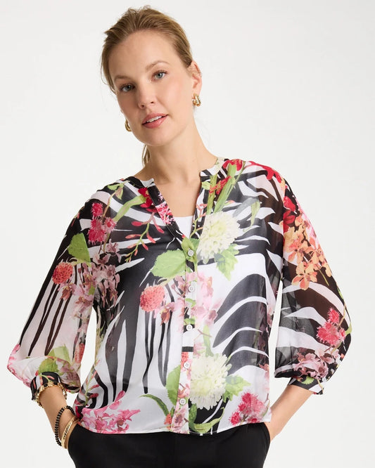 Chico's Recommended - Georgette Lightweight Printed Blouse Cherry Lush