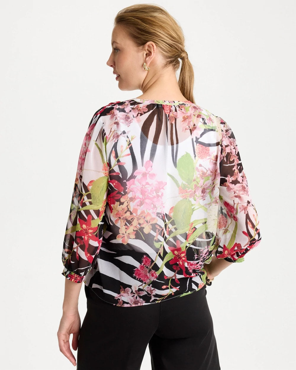 Chico's Recommended - Georgette Lightweight Printed Blouse Cherry Lush