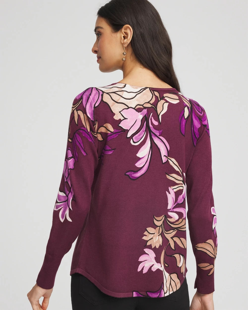 Chico's Trending - Ella V-Neck Artisanal Pullover Sweater Deep Chianti