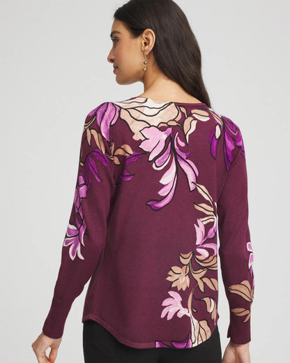 Chico's Trending - Ella V-Neck Artisanal Pullover Sweater Deep Chianti
