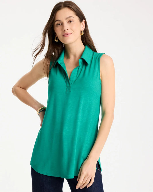 Chico's Top Pick - Collared Tunic Tank Topanga Green