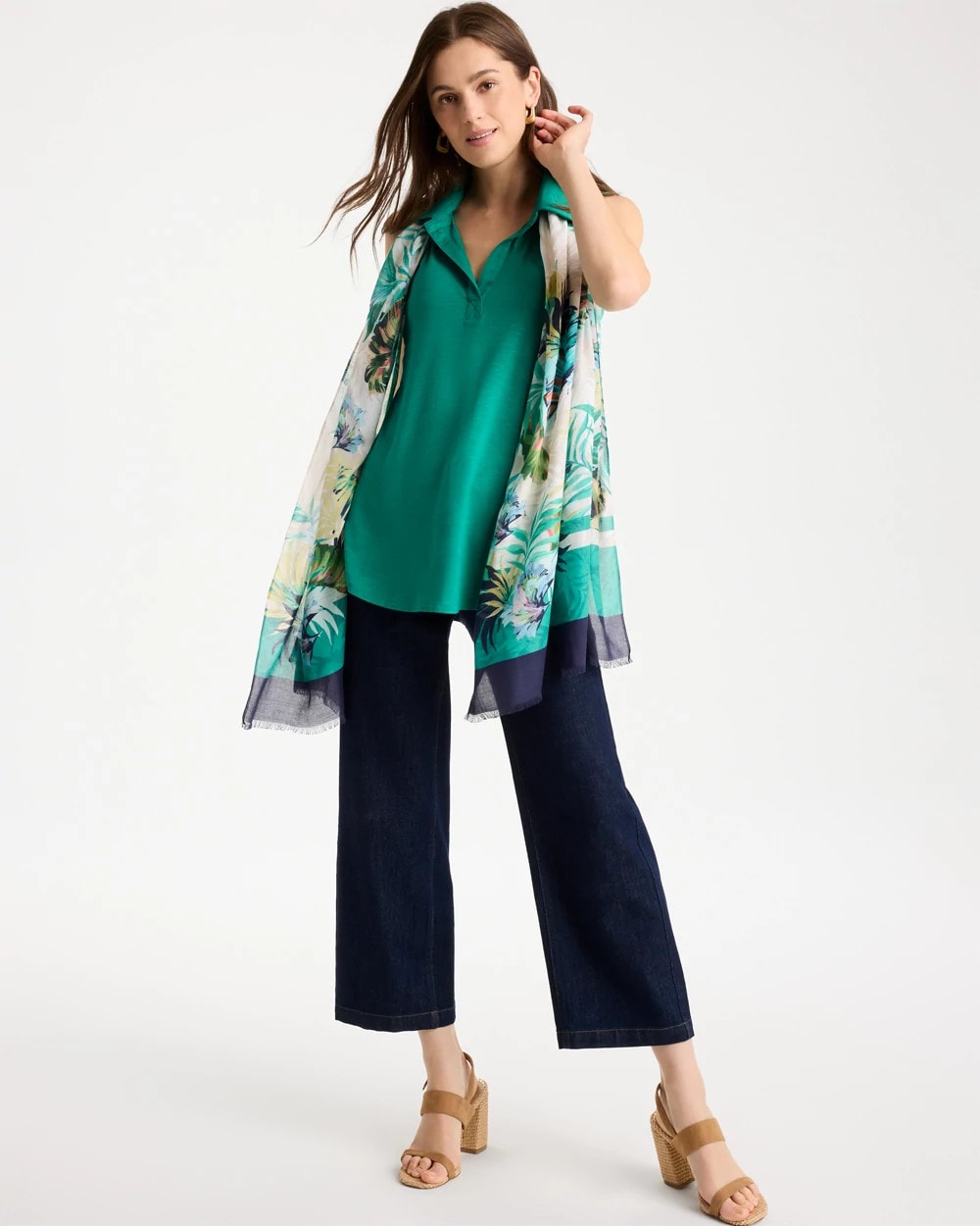 Chico's Top Pick - Collared Tunic Tank Topanga Green