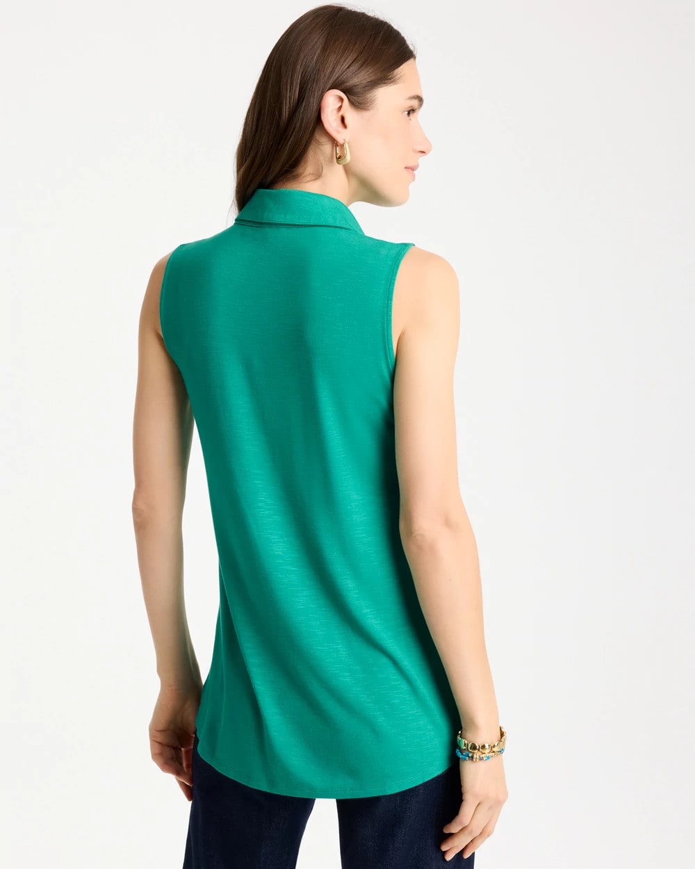 Chico's Top Pick - Collared Tunic Tank Topanga Green