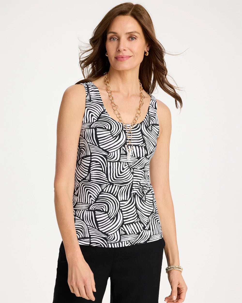 Chico's Premium - Printed Microfiber Tank Black