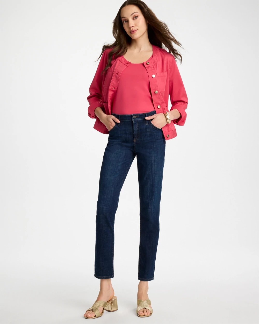 Chico's Best Seller - Girlfriend Slim Ankle Jeans Dark Sapphire Indigo