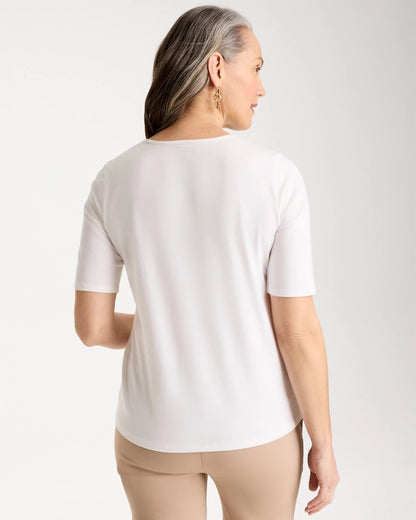 Chico's Smart Buy - Sequin Embroidered Floral Tee Alabaster