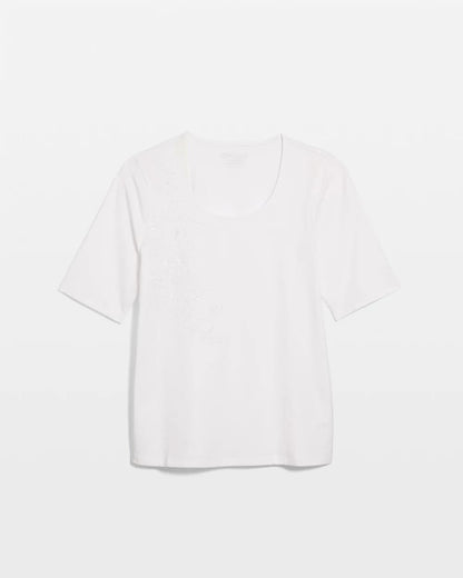Chico's Smart Buy - Sequin Embroidered Floral Tee Alabaster