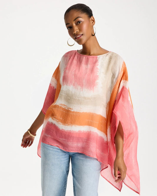 Chico's Trusted - Printed Poncho Coral
