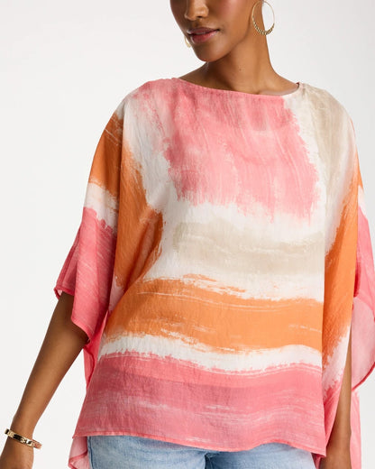 Chico's Trusted - Printed Poncho Coral