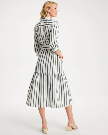 Chico's Latest - Striped Cotton-Gauze Shirtdress Alabaster