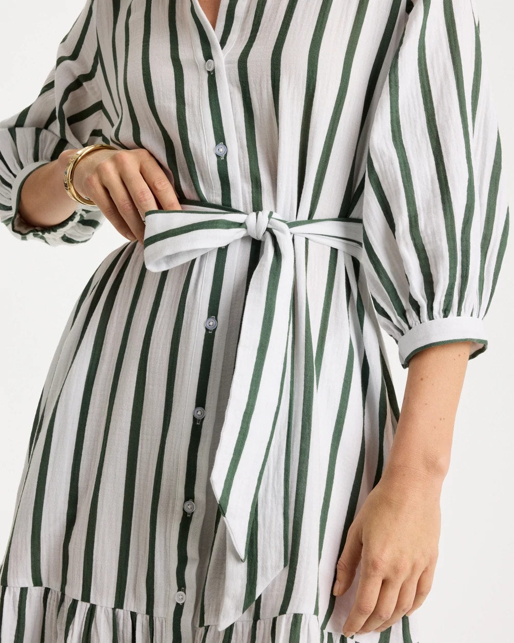 Chico's Latest - Striped Cotton-Gauze Shirtdress Alabaster