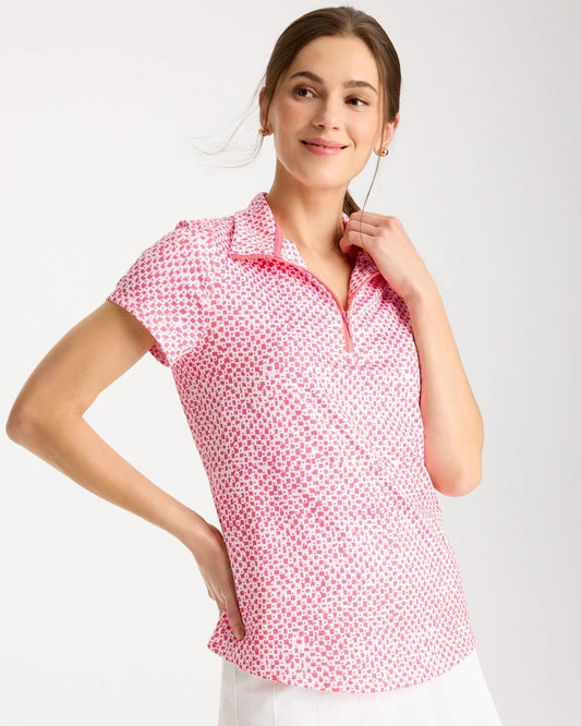 Chico's Quality - Zenergy® UPF Geo Half Zip Polo Calypso Coral