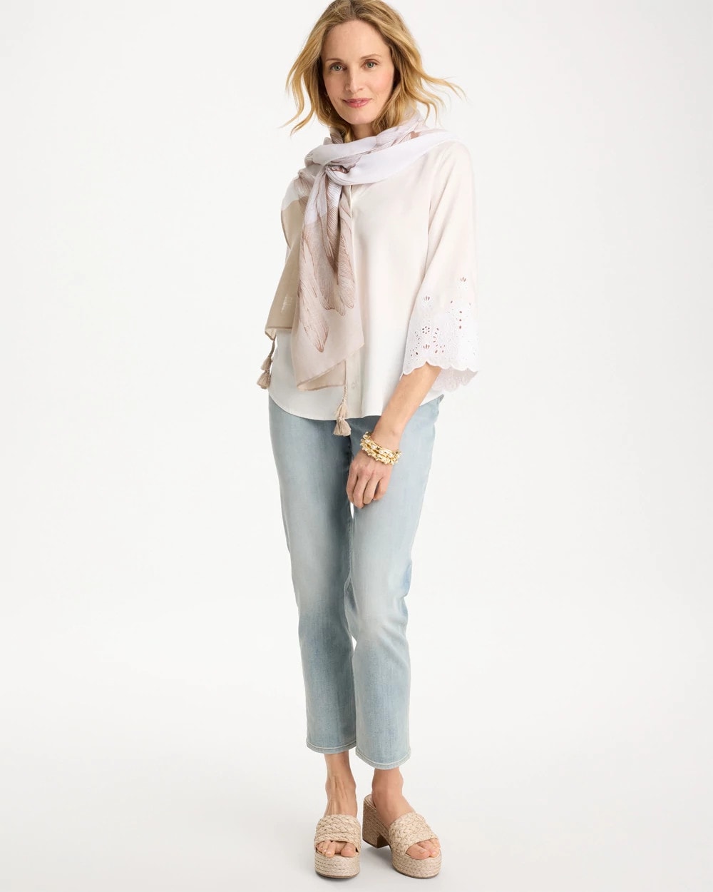 Chico's Recommended - Tencel™ Denim Eyelet Shirt Alabaster