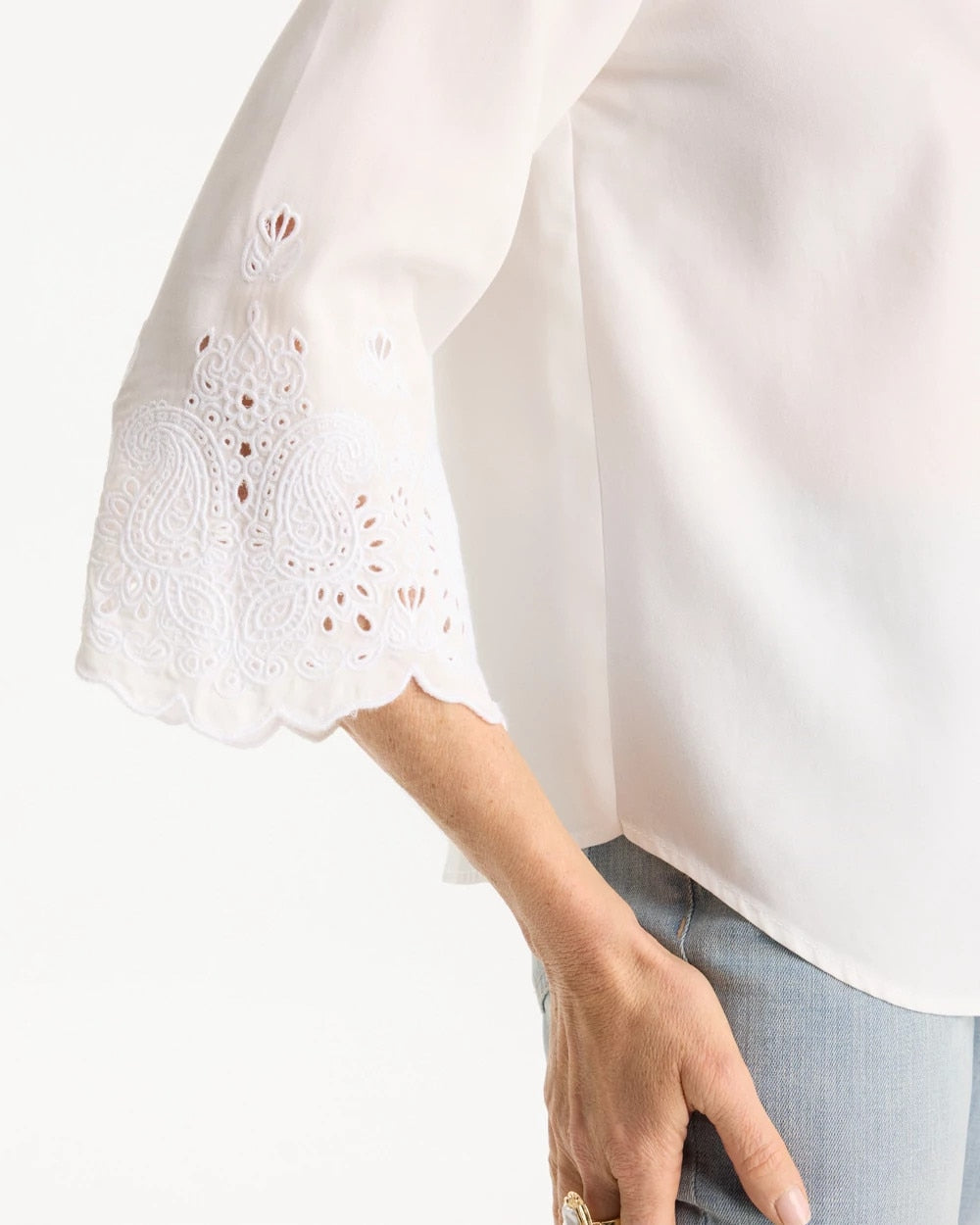 Chico's Recommended - Tencel™ Denim Eyelet Shirt Alabaster