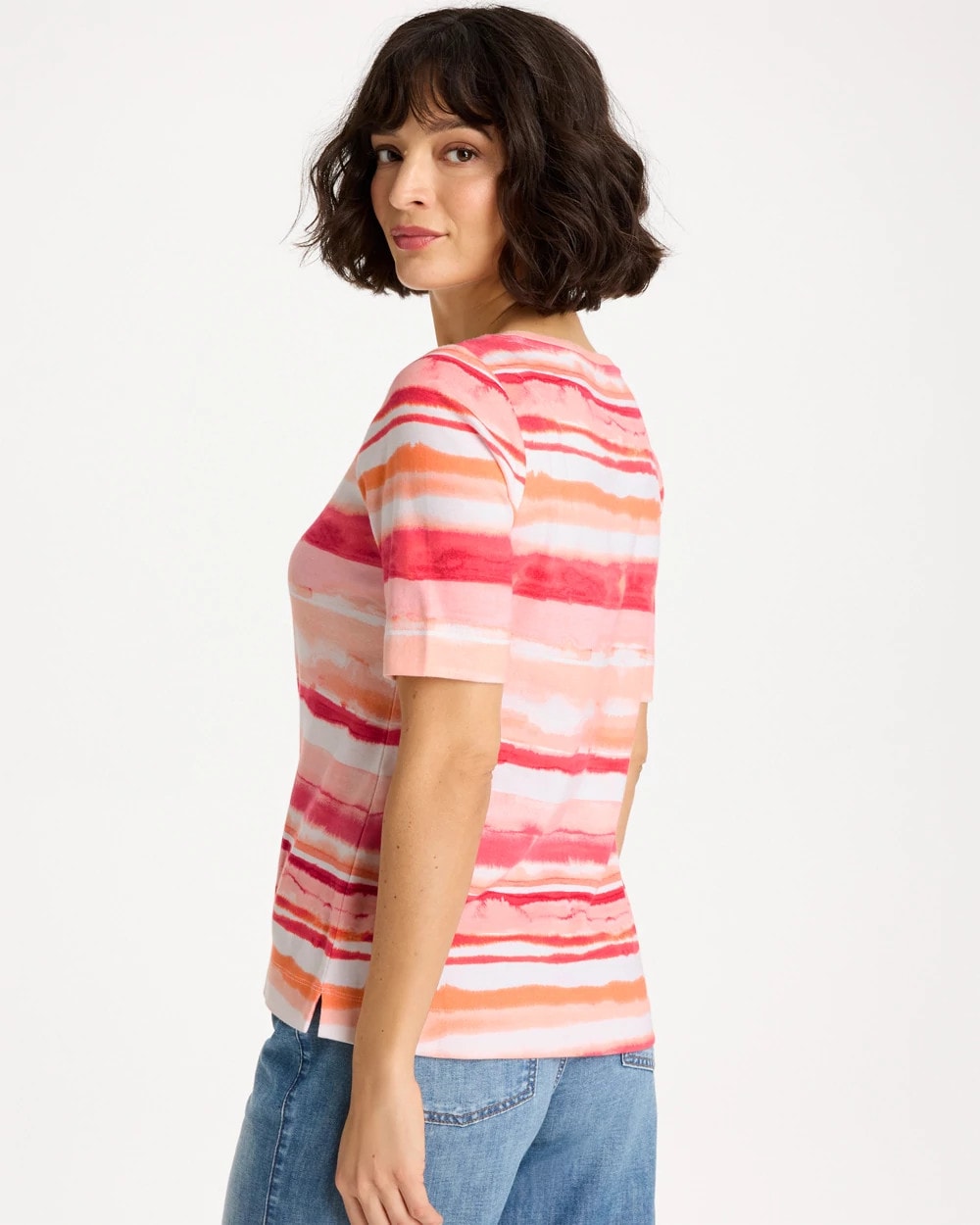 Chico's Best Price - Grotto Mist Pima Elbow Sleeve Tee Calypso Coral