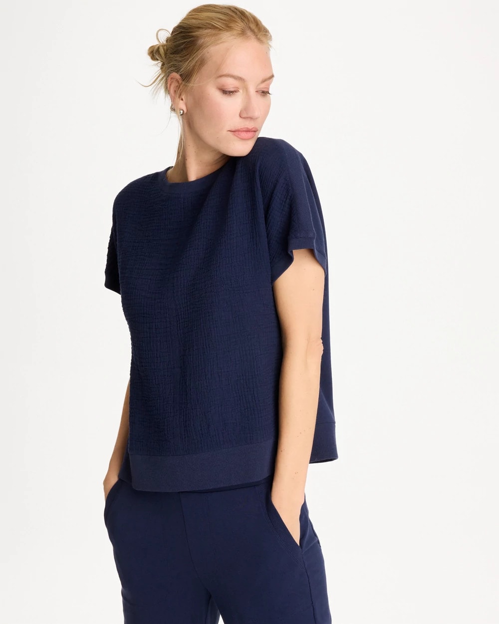 Chico's Hot Sale - Zenergy® Gauze French Terry Mix Tee Passport Blue