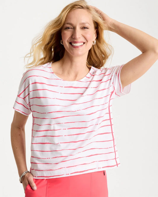 Chico's Signature - Zenergy® UPF Striped Dolman Tee Calypso Coral