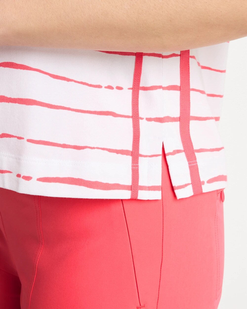 Chico's Signature - Zenergy® UPF Striped Dolman Tee Calypso Coral