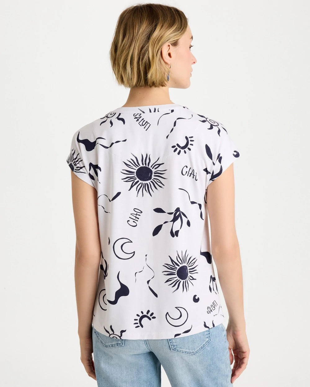 Chico's Classic - La Playa Refined Button Tee Passport Blue