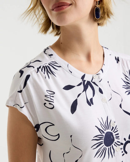 Chico's Classic - La Playa Refined Button Tee Passport Blue
