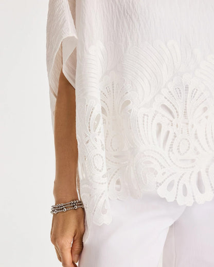 Chico's Latest - Crochet Lace Hem Poncho Alabaster