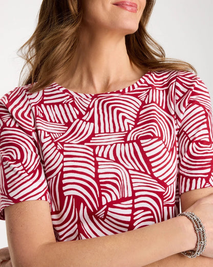 Chico's Signature - Geo Pima Elbow Sleeve Tee Cherry Lush