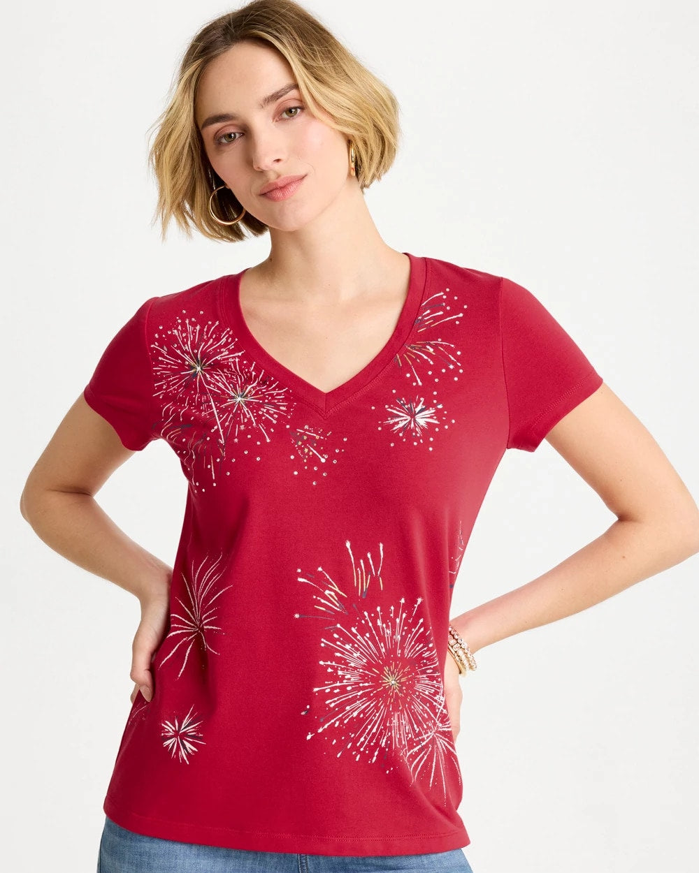 Chico's Trending - Fireworks Tee Cherry Lush