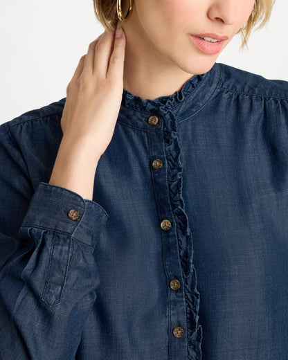 Chico's Great Value - Tencel Denim Ruffled Popover Shirt Solana Indigo
