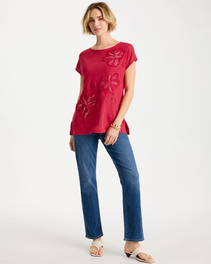 Chico's Hot Sale - Linen Embellished Sequin Tunic Cherry Lush