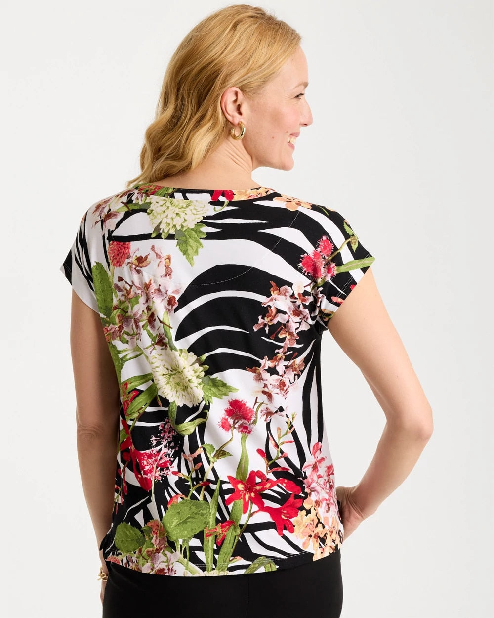 Chico's Everyday - Refined Jersey Slub Button Tee Black